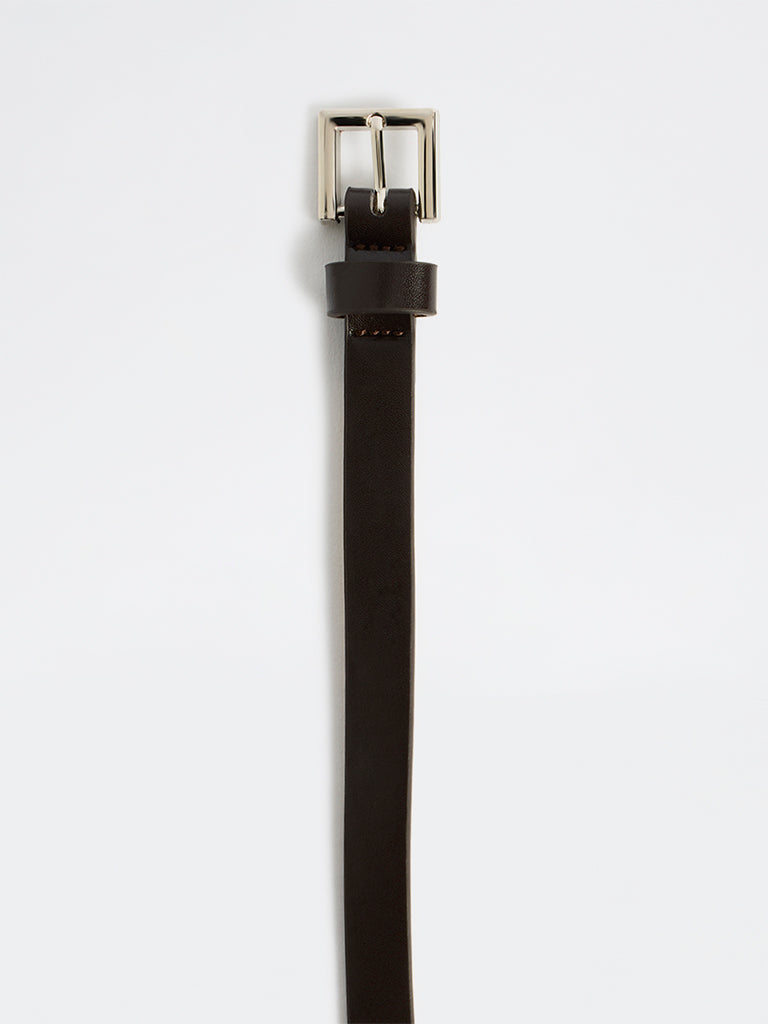 Westside Accessories Dark Brown Square Buckle Belt