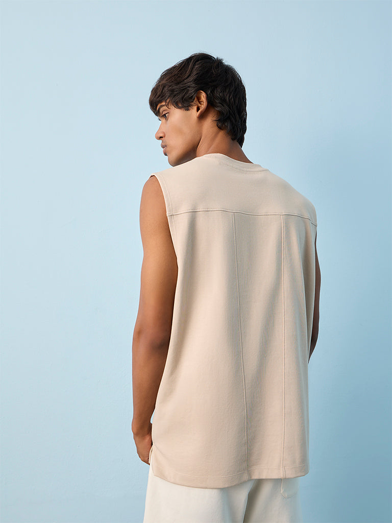 Nuoflexx Beige Relaxed-Fit Cotton-Blend T-Shirt