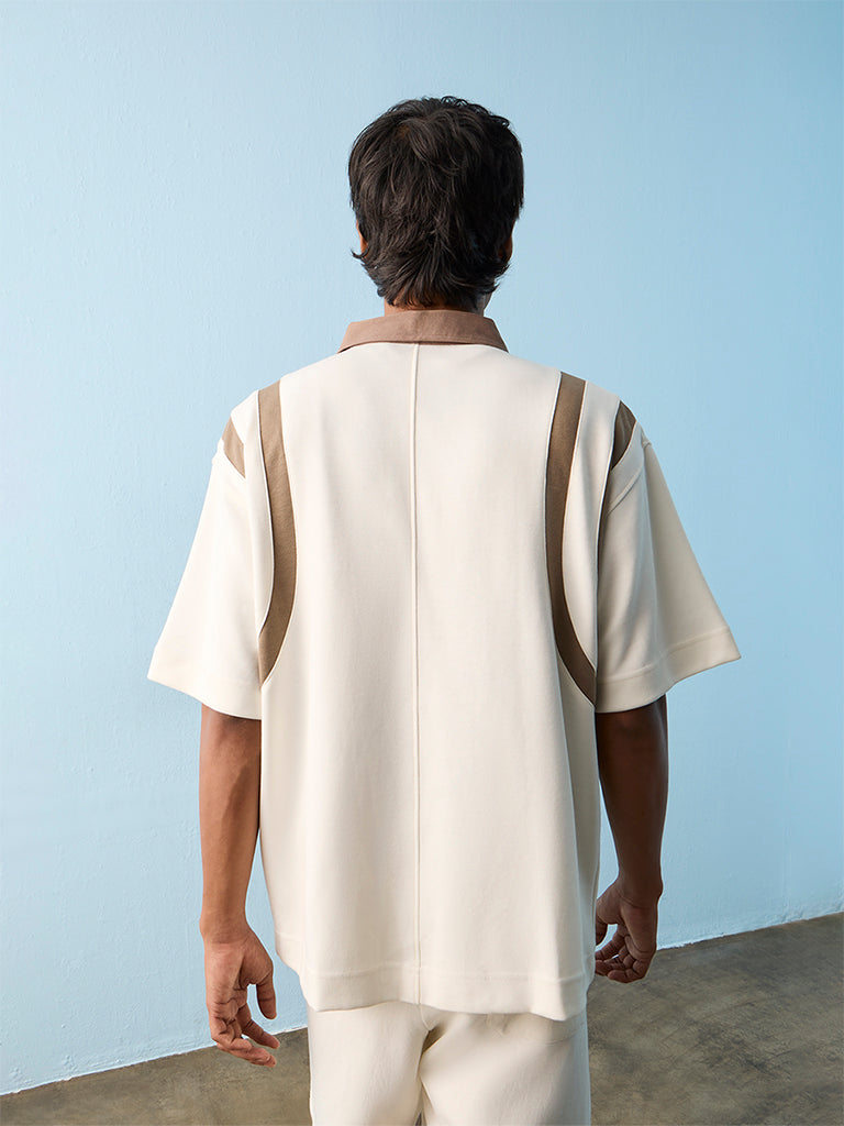 Nuoflexx Off-White Contrast-Detailed Cotton-Blend Relaxed-Fit Jacket