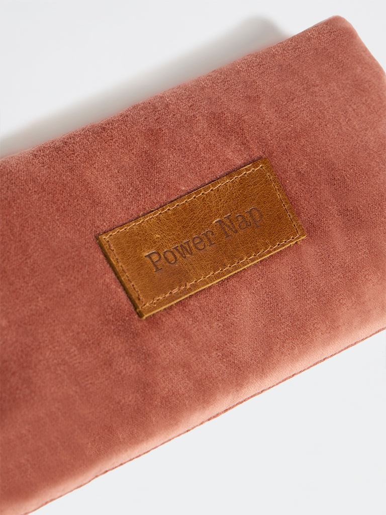 Westside Home Rust Text Embroidered Velvet Eye Pillow