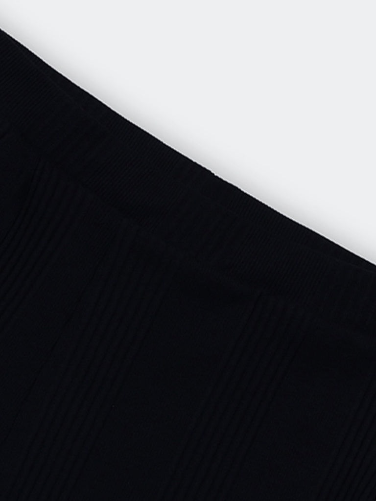 Superstar Black Ribbed-Textured High-Rise Cotton-Blend Shorts