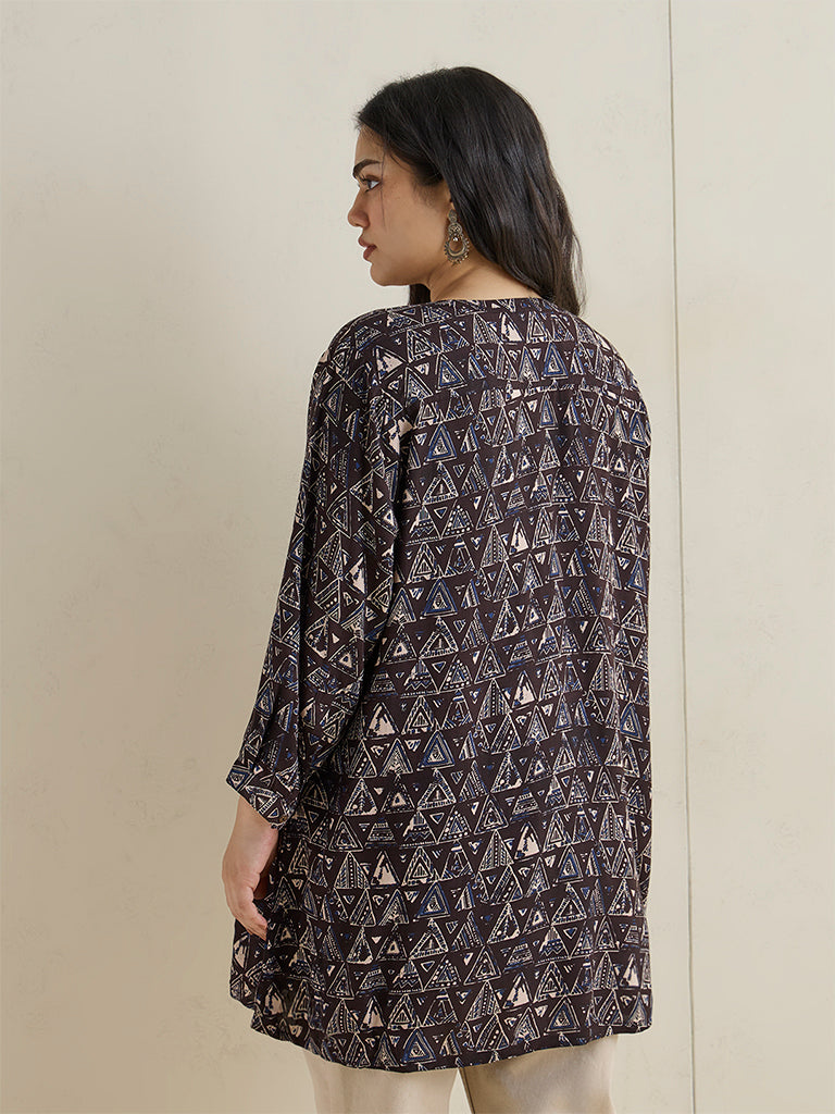 Diza Black Geometric Printed Tunic