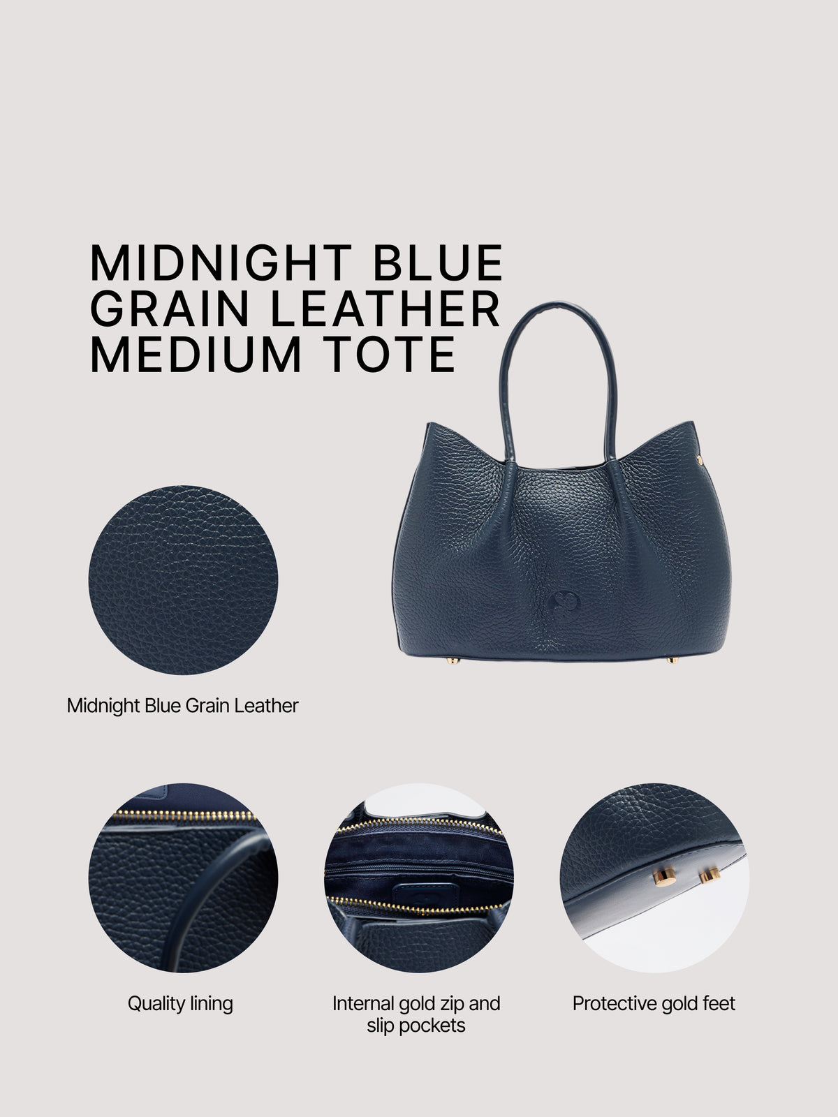 Belle Grain Leather Medium Tote