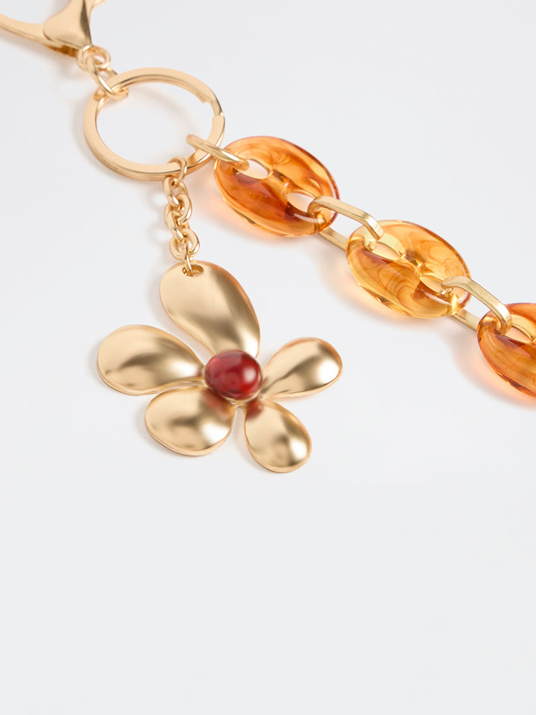 Westside Accessories Gold Floral Bag Charm