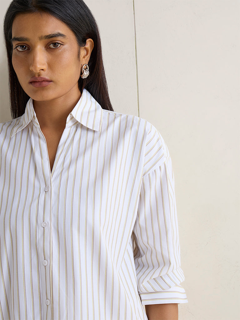 Wardrobe White Striped Cotton Shirt