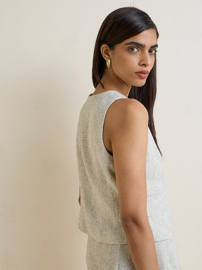Wardrobe Off-White Melange Tweed Waistcoat