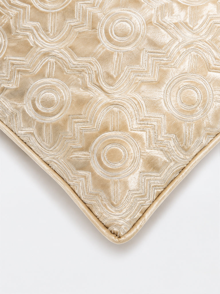 Westside Home Gold Geometric Embroidered Cushion Cover