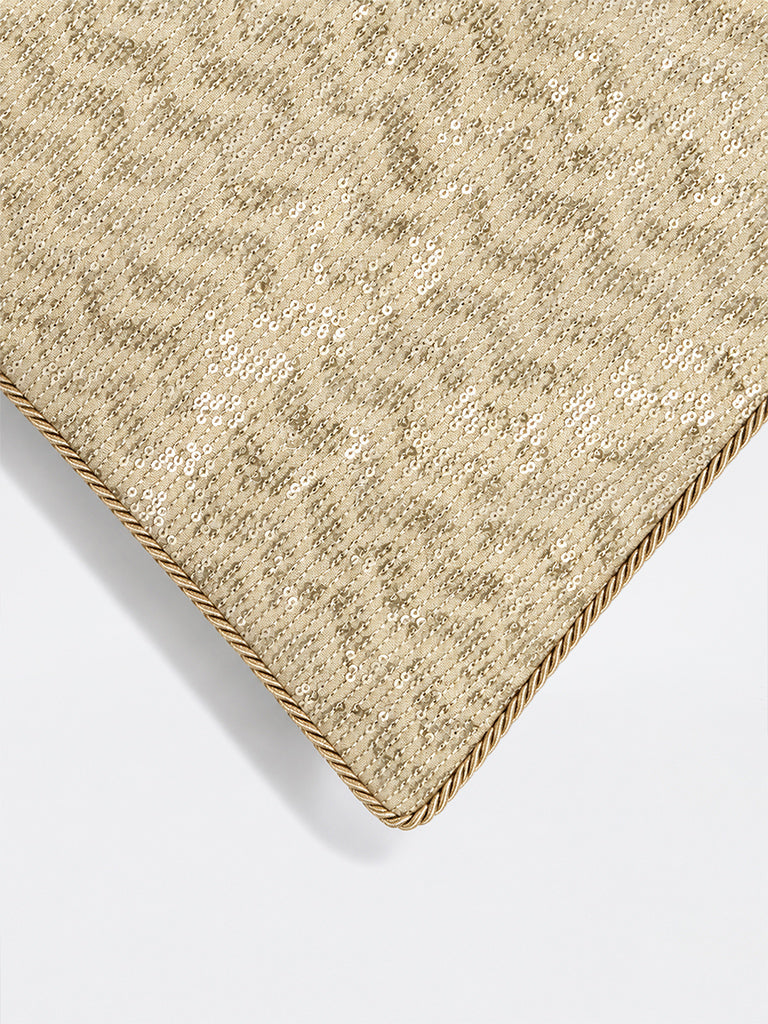 Westside Home Gold Chevron Sequin Embellished Cushion Cover