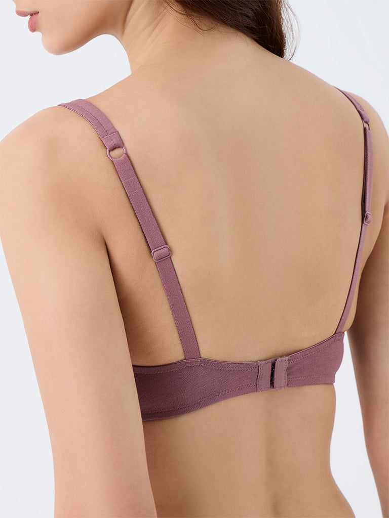 Wunderlove Mauve Solid Cotton-Blend Bra