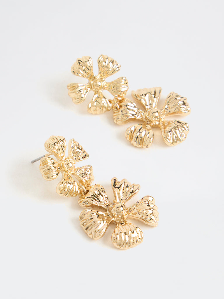 Westside Accessories Gold Floral Dangler Earrings