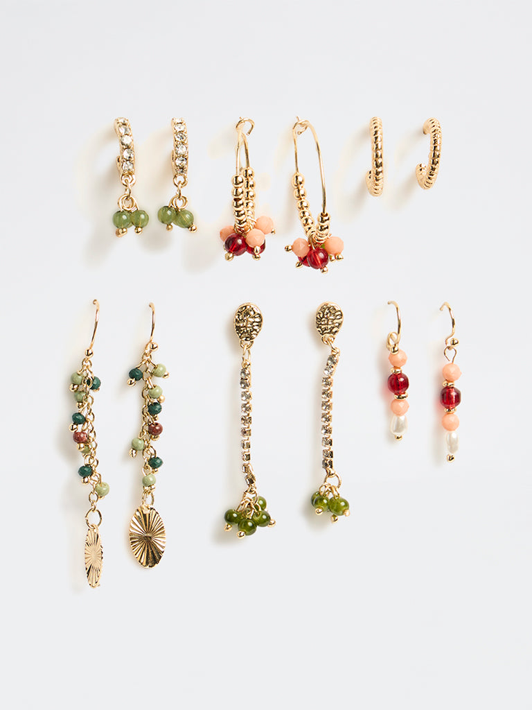 Westside Accessories Multi Color Hoop and Drop Earrings - Pack of 6