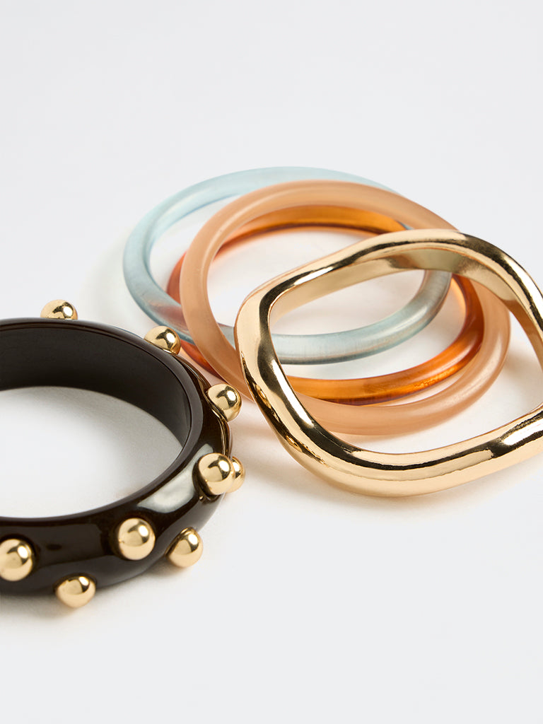 Westside Accessories Multicolour Resin and Metal Stackable Bangles (Pack of 5)