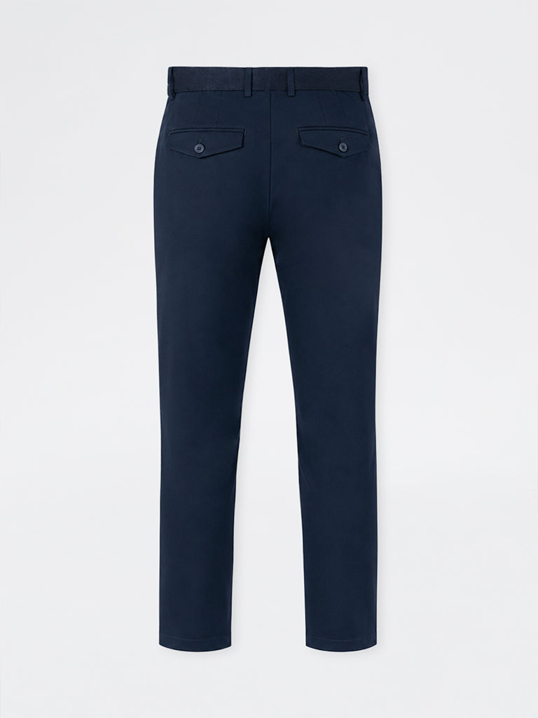 Ascot Navy Relaxed-Fit Mid-Rise Cotton-Blend Chinos