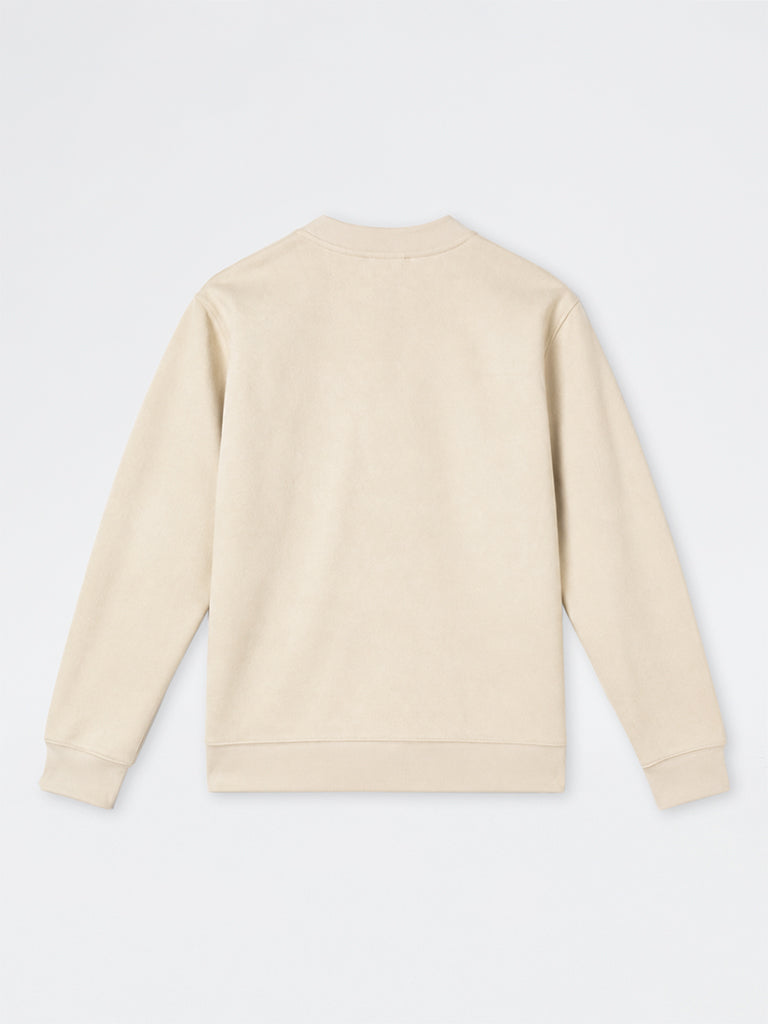 Ascot Beige Relaxed-Fit Suede Sweatshirt