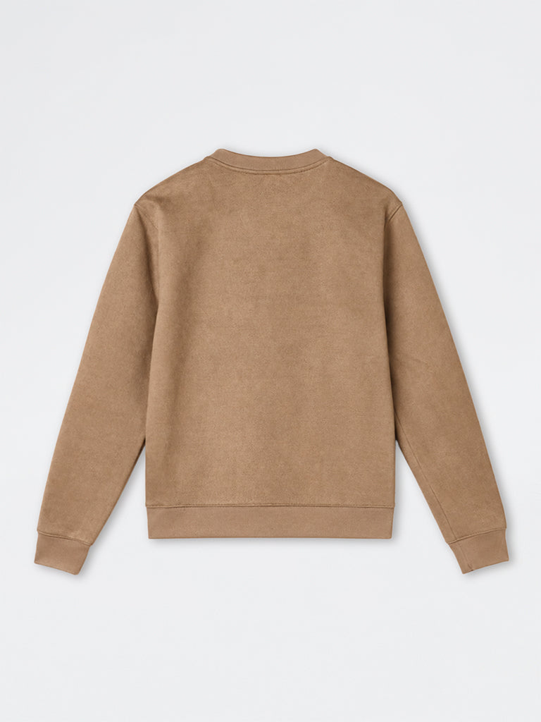 Ascot Taupe Relaxed-Fit Suede Sweatshirt