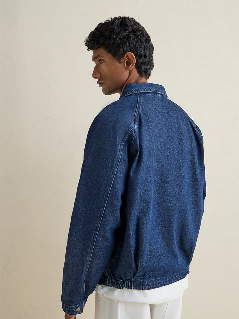 WES Casuals Navy Relaxed-Fit Denim Jacket