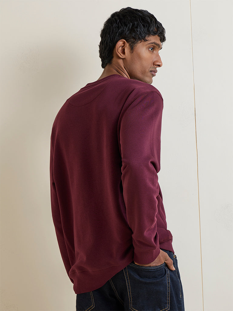 WES Casuals Wine Relaxed-Fit Cotton-Blend Sweatshirt