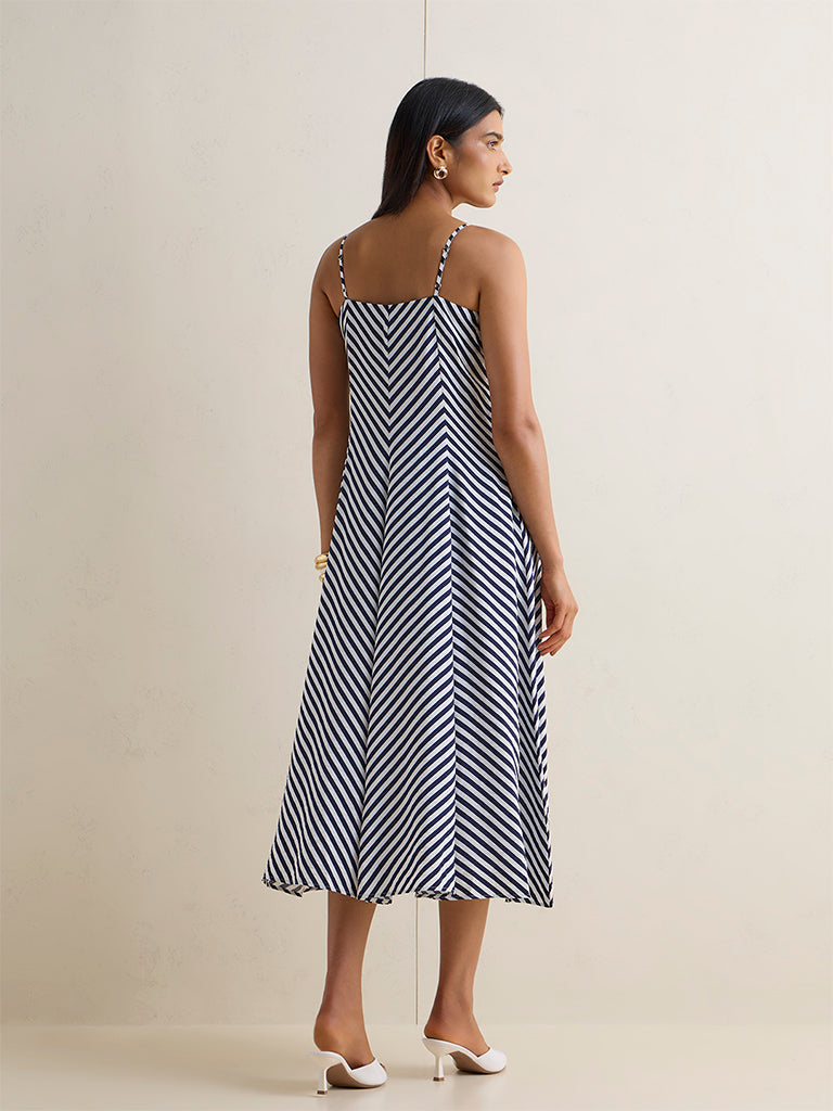 Wardrobe Navy Striped A-Line Dress