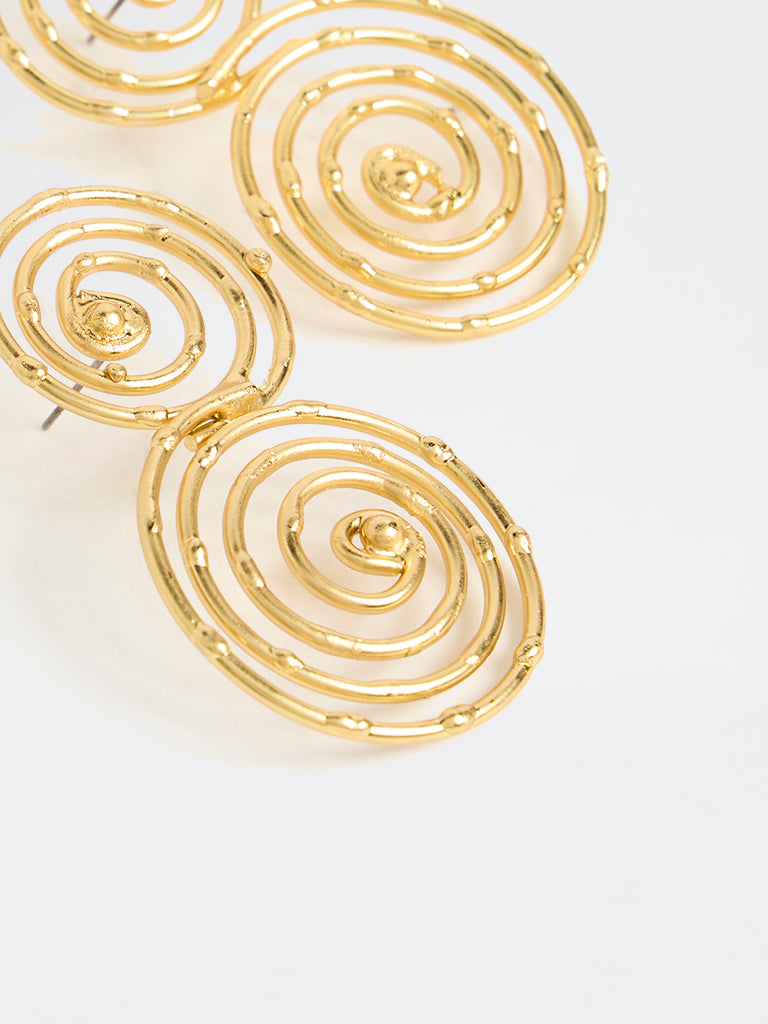 Westside Accessories Gold Spiral Statement Earrings