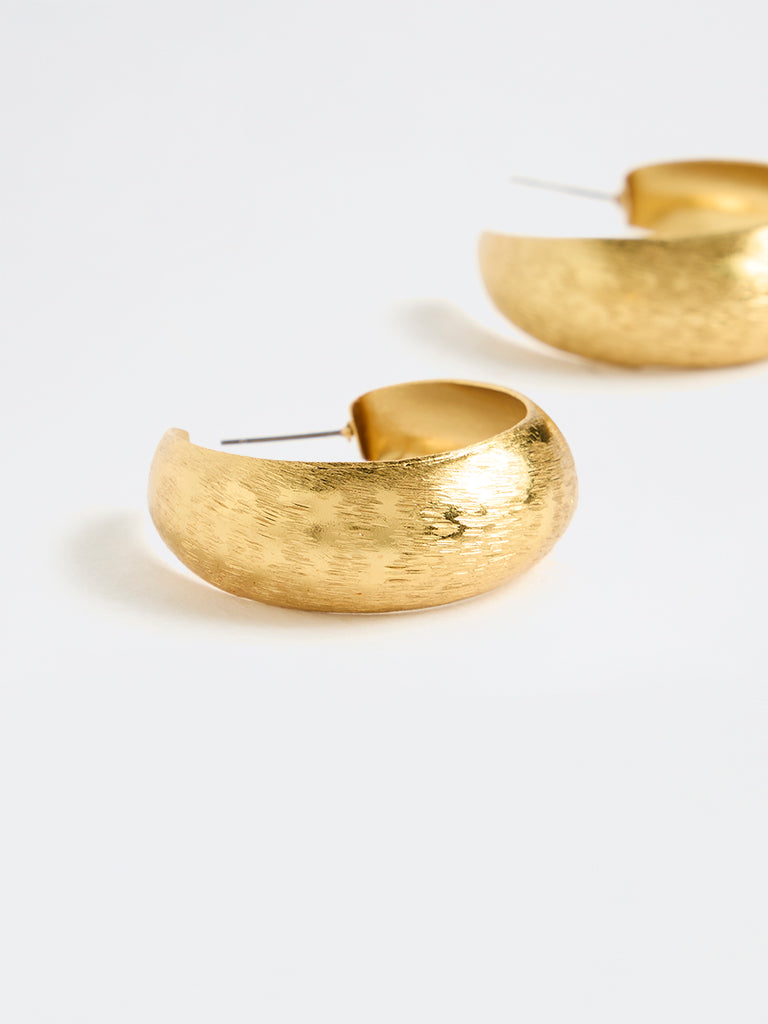 Westside Accessories Gold Textured Chunky Hoop Earrings