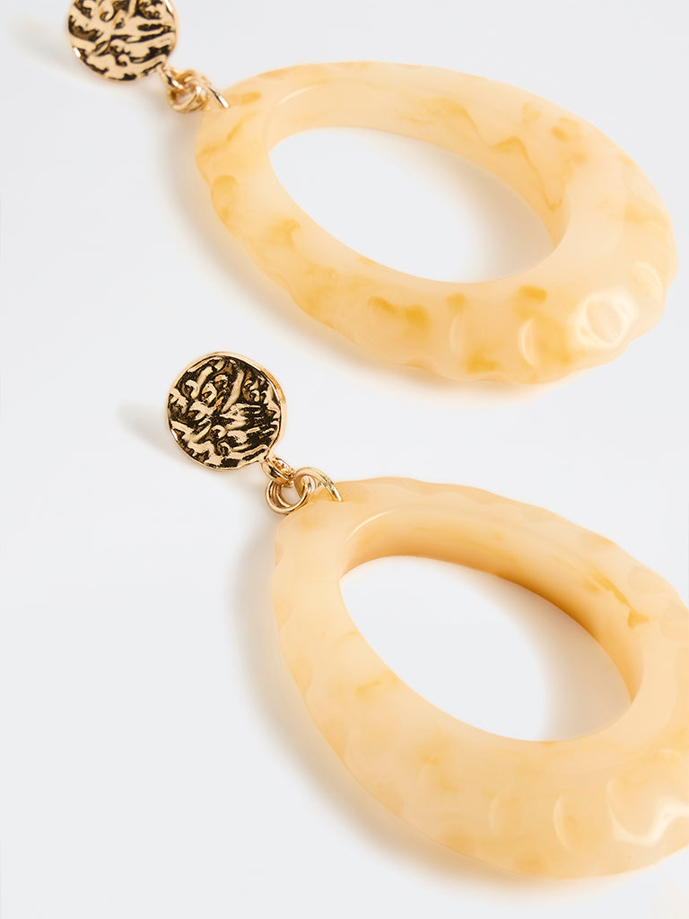 Westside Accessories Beige Statement Dangler Earrings