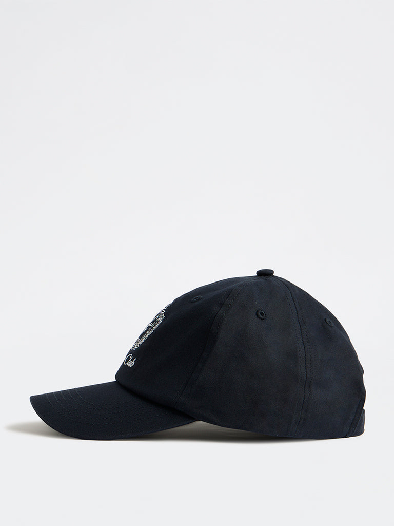 Westside Accessories Navy Text-Embroidered Cap