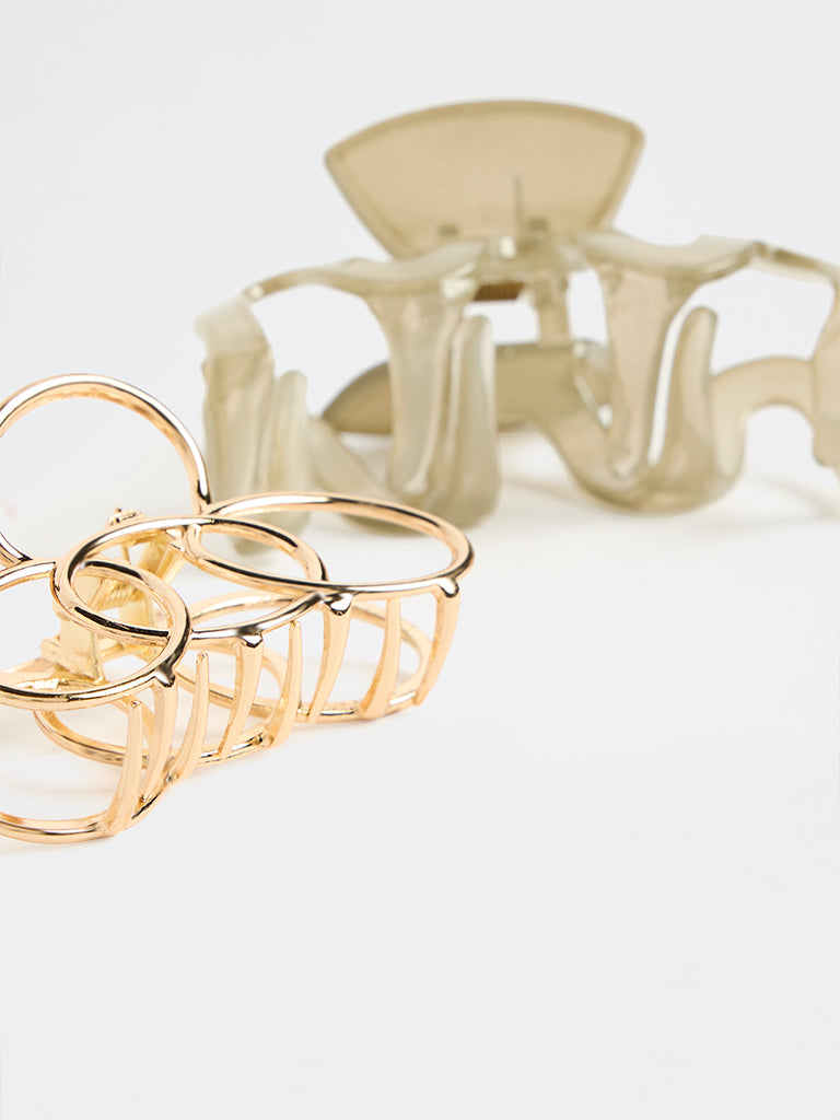 Westside Accessories Gold and Sage Claw Clips - Pack of 2