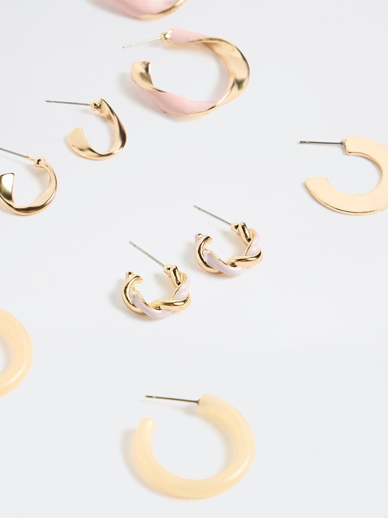 Westside Accessories Gold Multi Hoops Earrings - Pack of 6