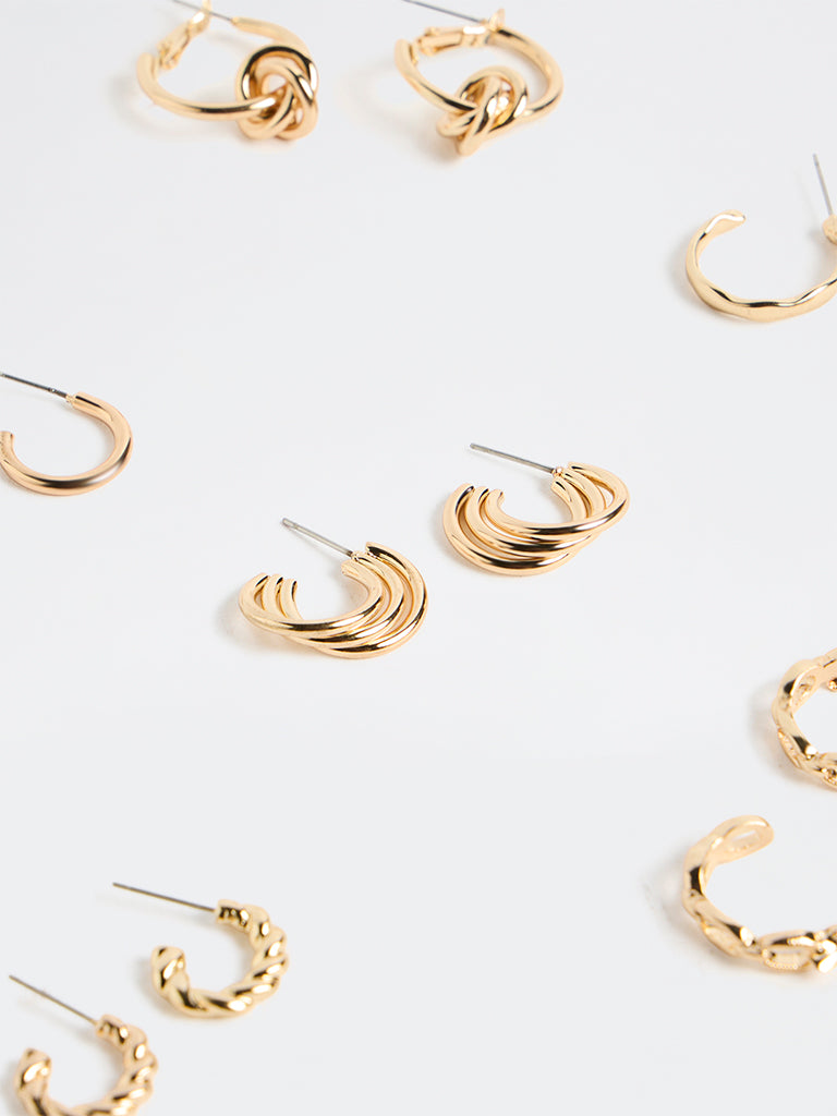 Westside Accessories Gold Multi Hoops Earrings - Pack of 6