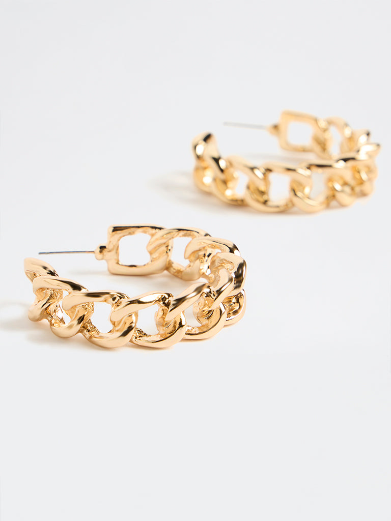 Westside Accessories Gold Link Hoop Earrings