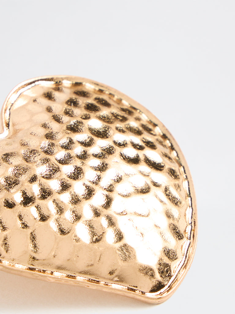 Westside Accessories Gold-Toned Hammered Heart Brooch