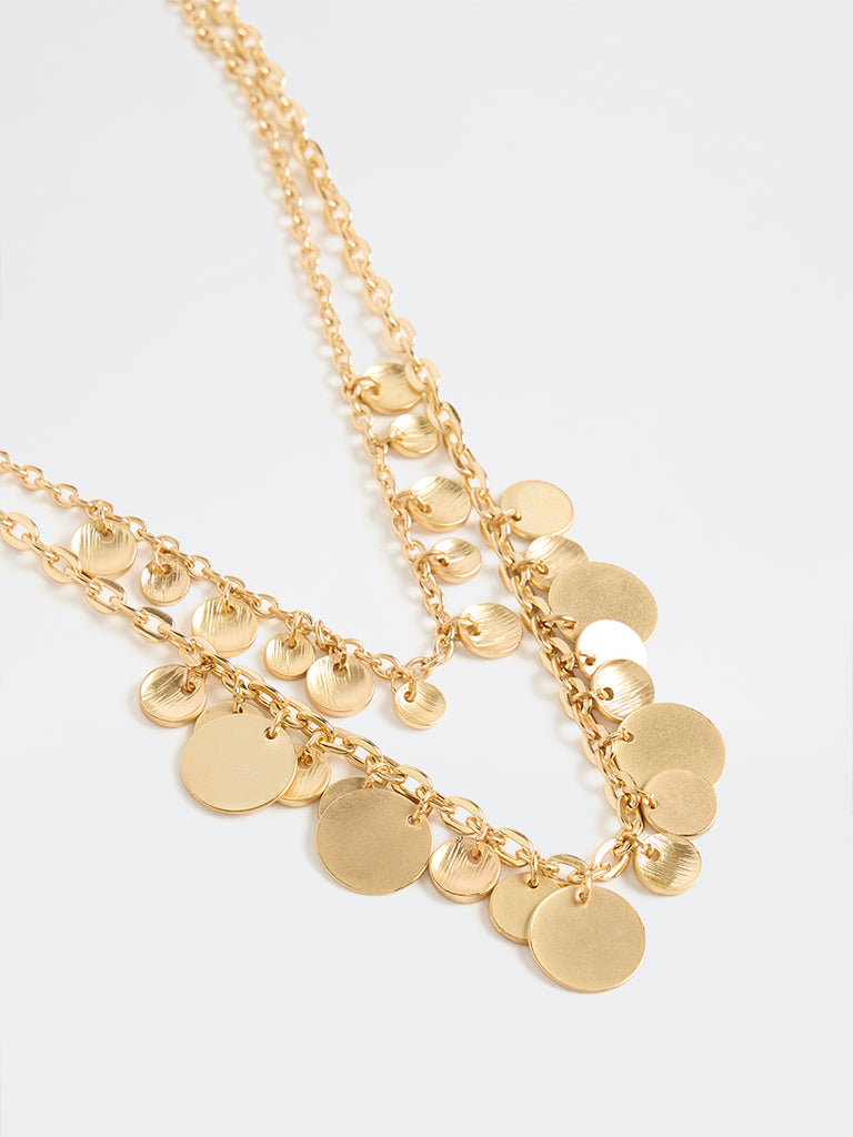 Westside Accessories Gold Coin Charm Layered Necklaces - Pack of 2