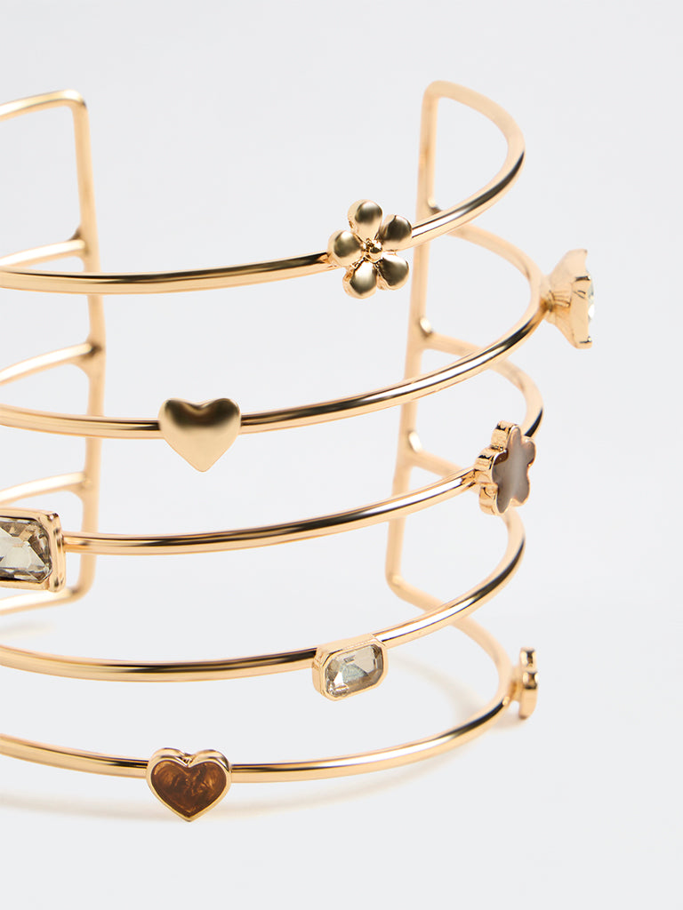 Westside Accessories Gold Multi-Band Statement Cuff Bracelet