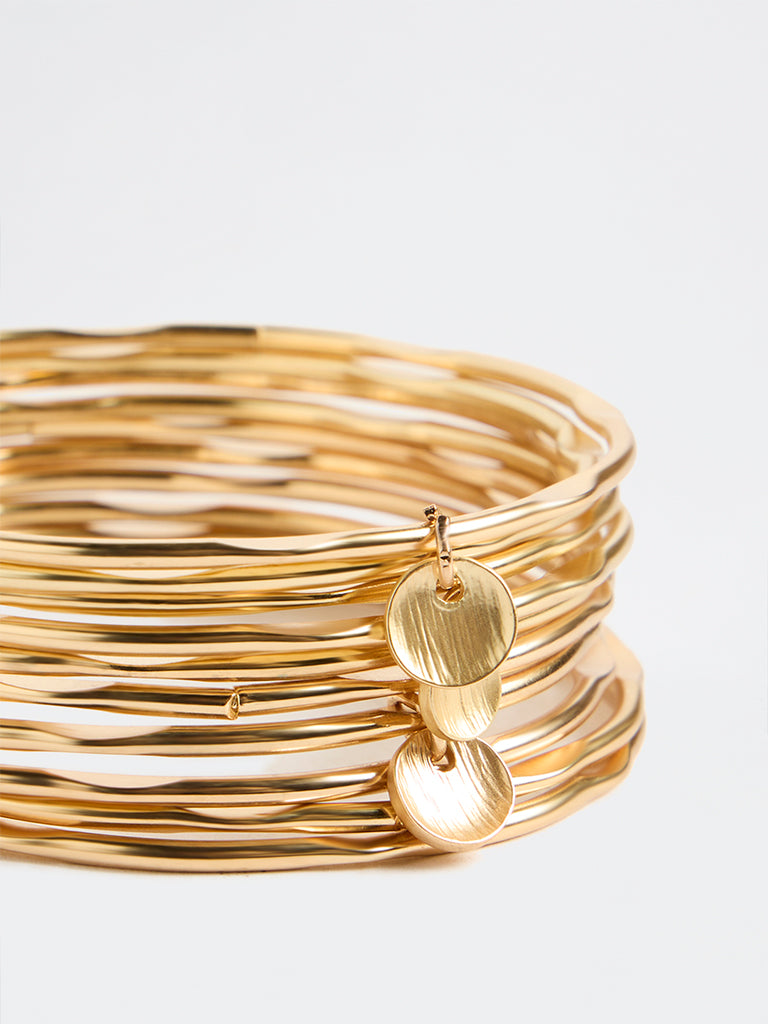 Westside Accessories Gold Wavy Bangles - Pack of 8