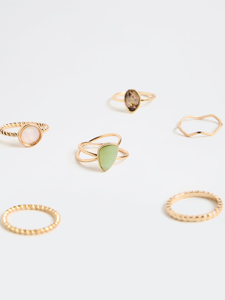 Westside Accessories Gold Multi Stack Rings - Pack of 6