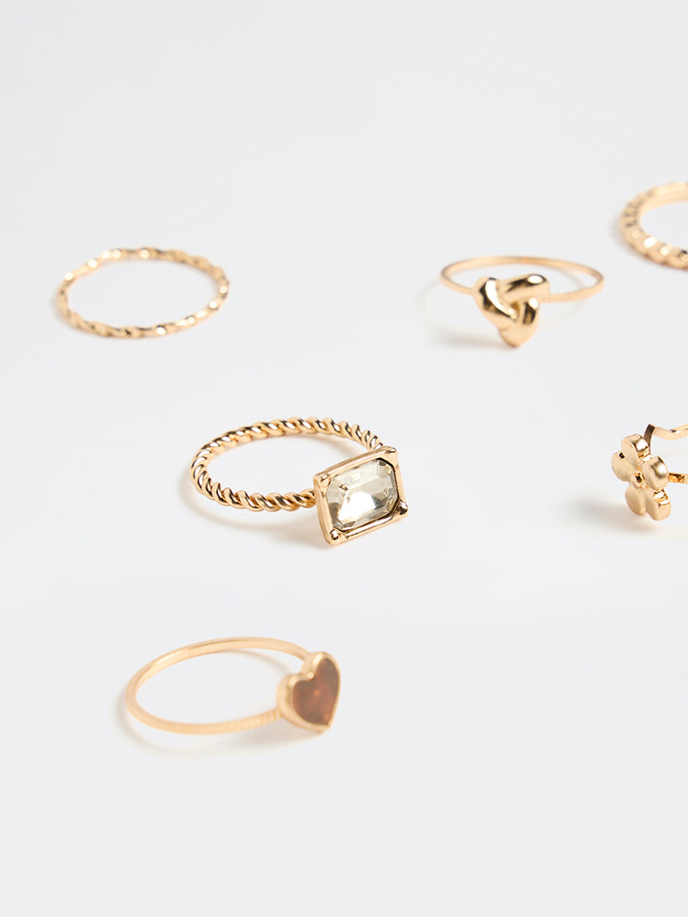 Westside Accessories Gold Multi Stack Rings - Pack of 6