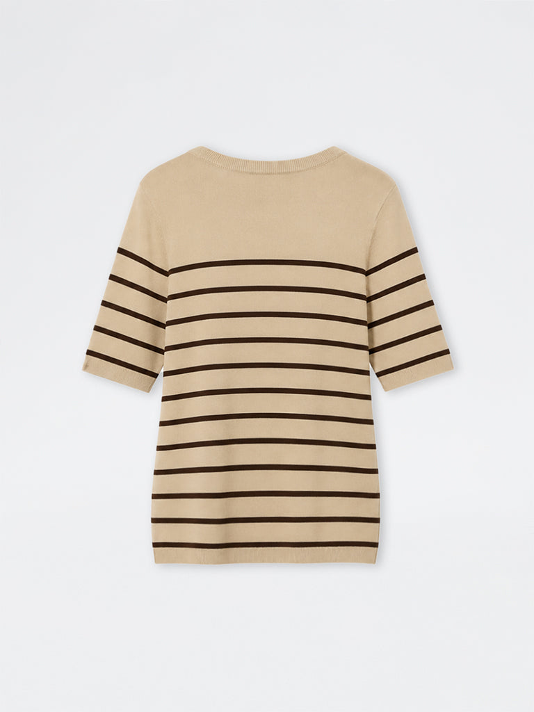 Gia Beige Striped T-Shirt