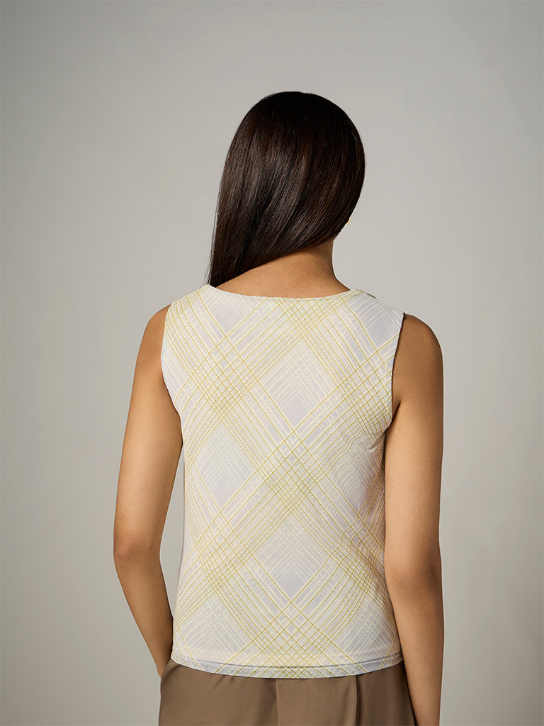 Wardrobe Grey Checkered Cowl-Neck Top