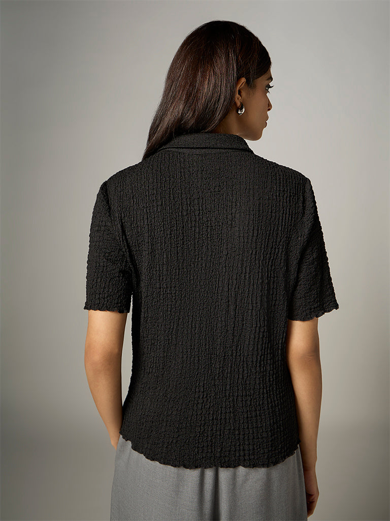Wardrobe Black Textured Polo T-Shirt