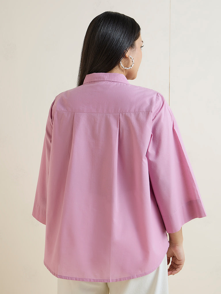 Diza Pink Floral Embroidered Cotton Tunic