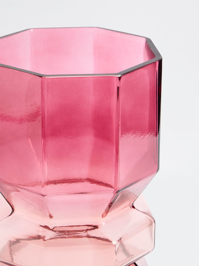 Westside Home Pink Ombre-Finish Glass Vase