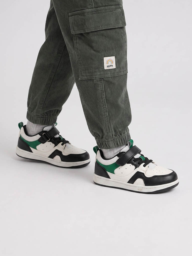 Yellow White Colour-Blocked Sneakers