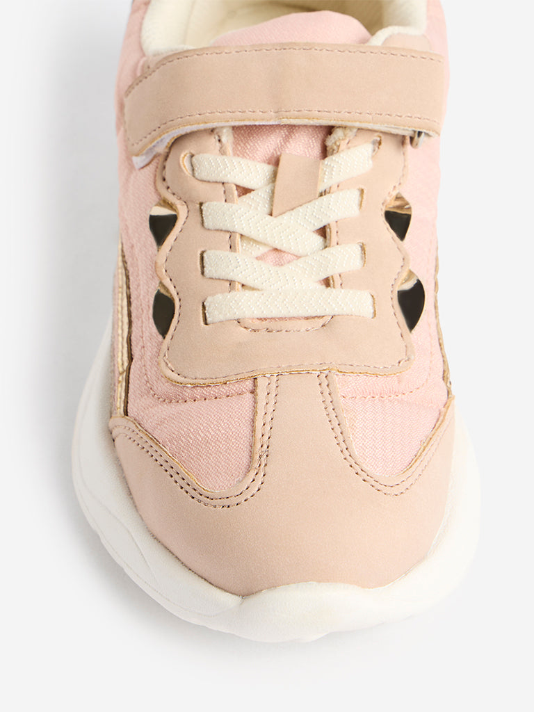 Yellow Pink Velcro-Strap Sneakers