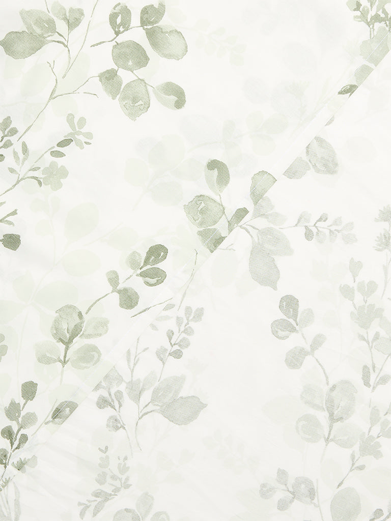 Westside Home Sage Botanical Pattern Queen Bed Sheet Set