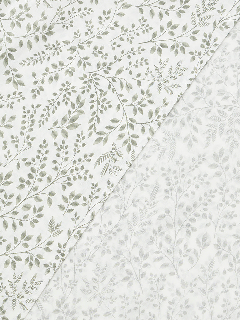 Westside Home Sage Foliage Printed Queen Bed Sheet Set