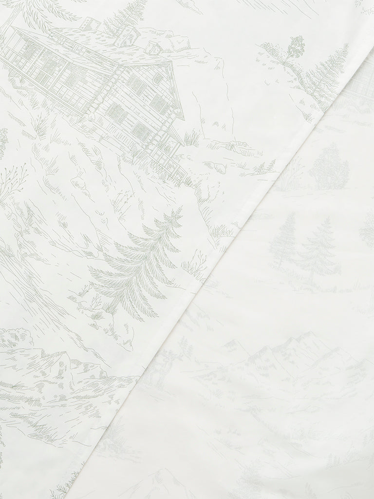 Westside Home Sage Toile Printed Queen Bed Sheet Set