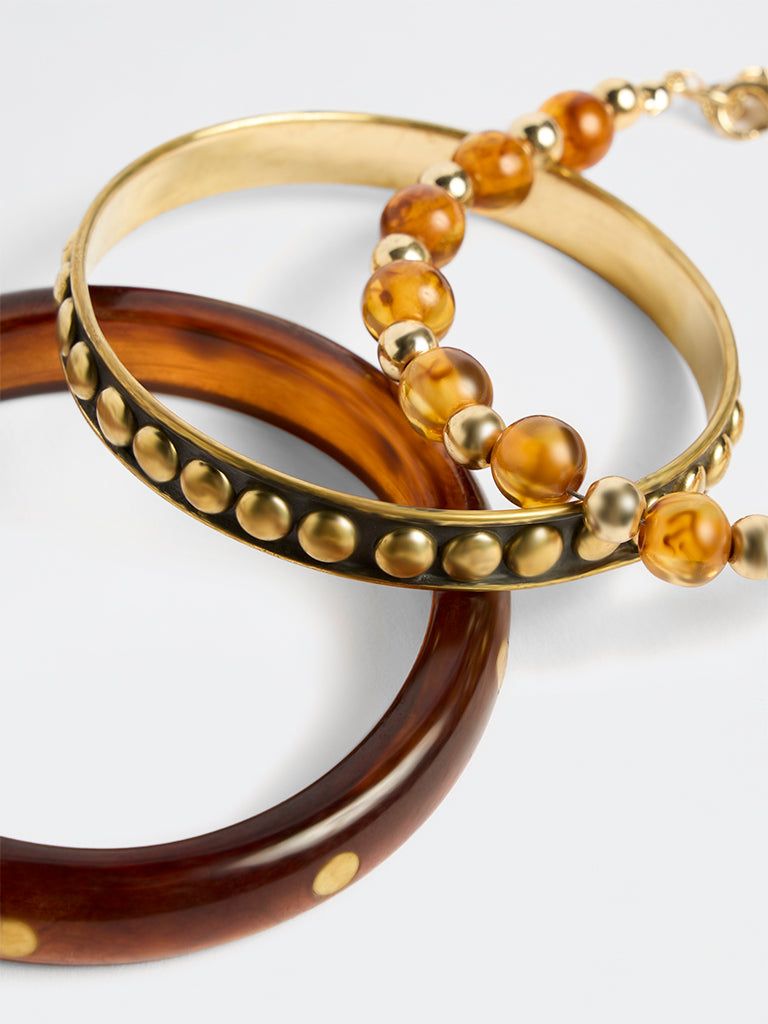 Westside Accessories Gold and Amber Bangles - Pack of 3