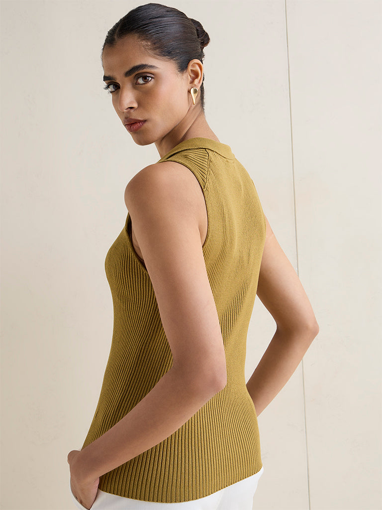 Wardrobe Olive Ribbed-Textured Top
