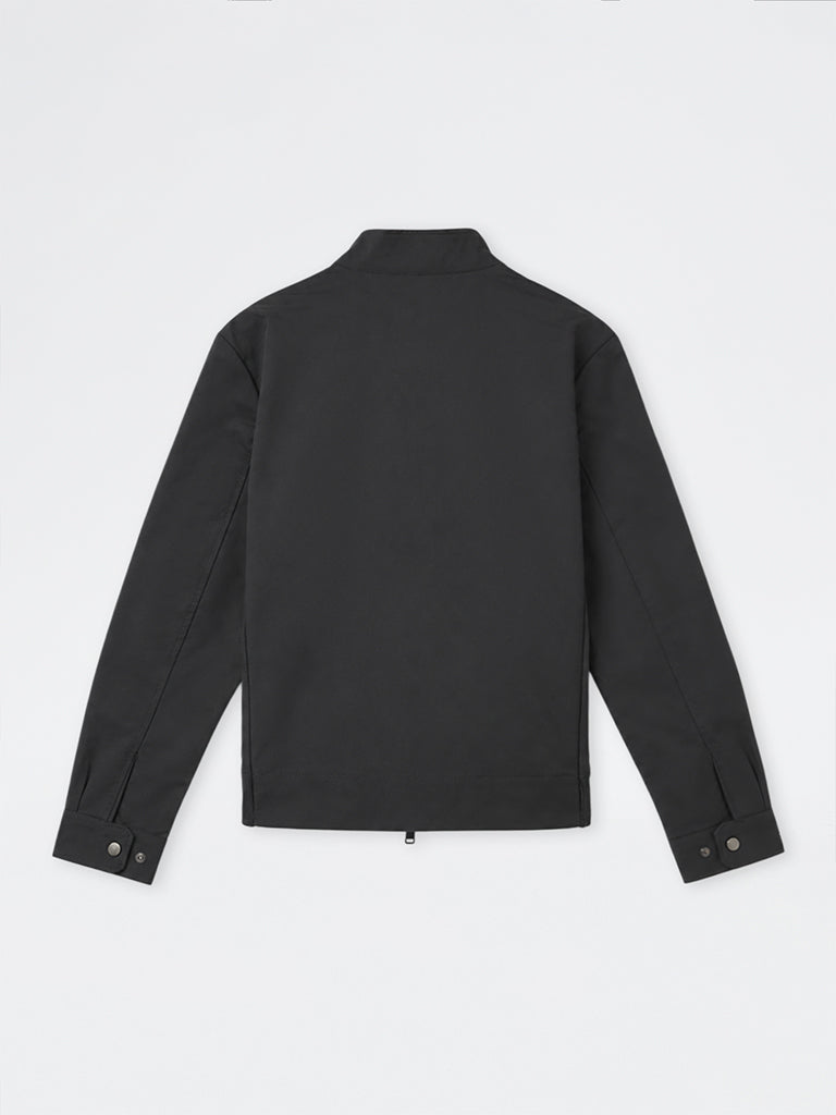 Ascot Black Solid Relaxed-Fit Cotton-Blend Jacket