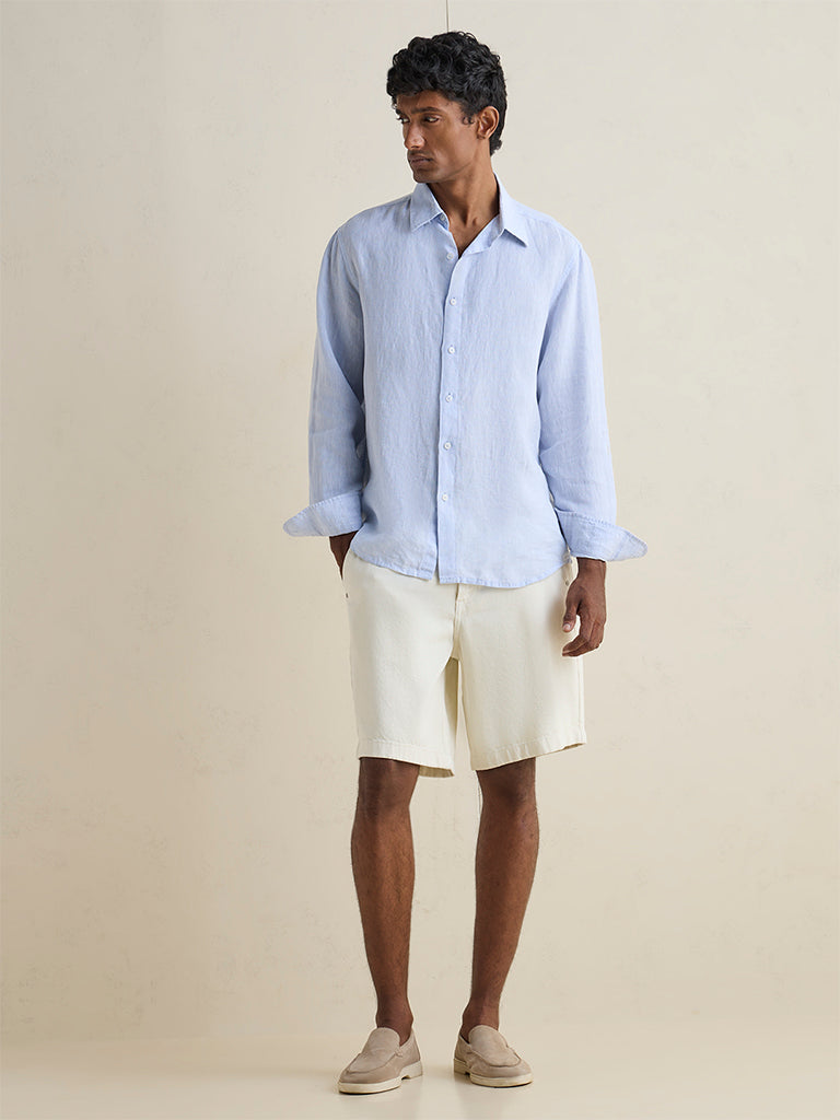 Ascot Off-White Relaxed-Fit Mid-Rise Cotton Shorts